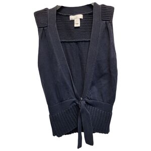 Kids Navy Blue Knit Sweater Vest with Waist Tie - Size XS